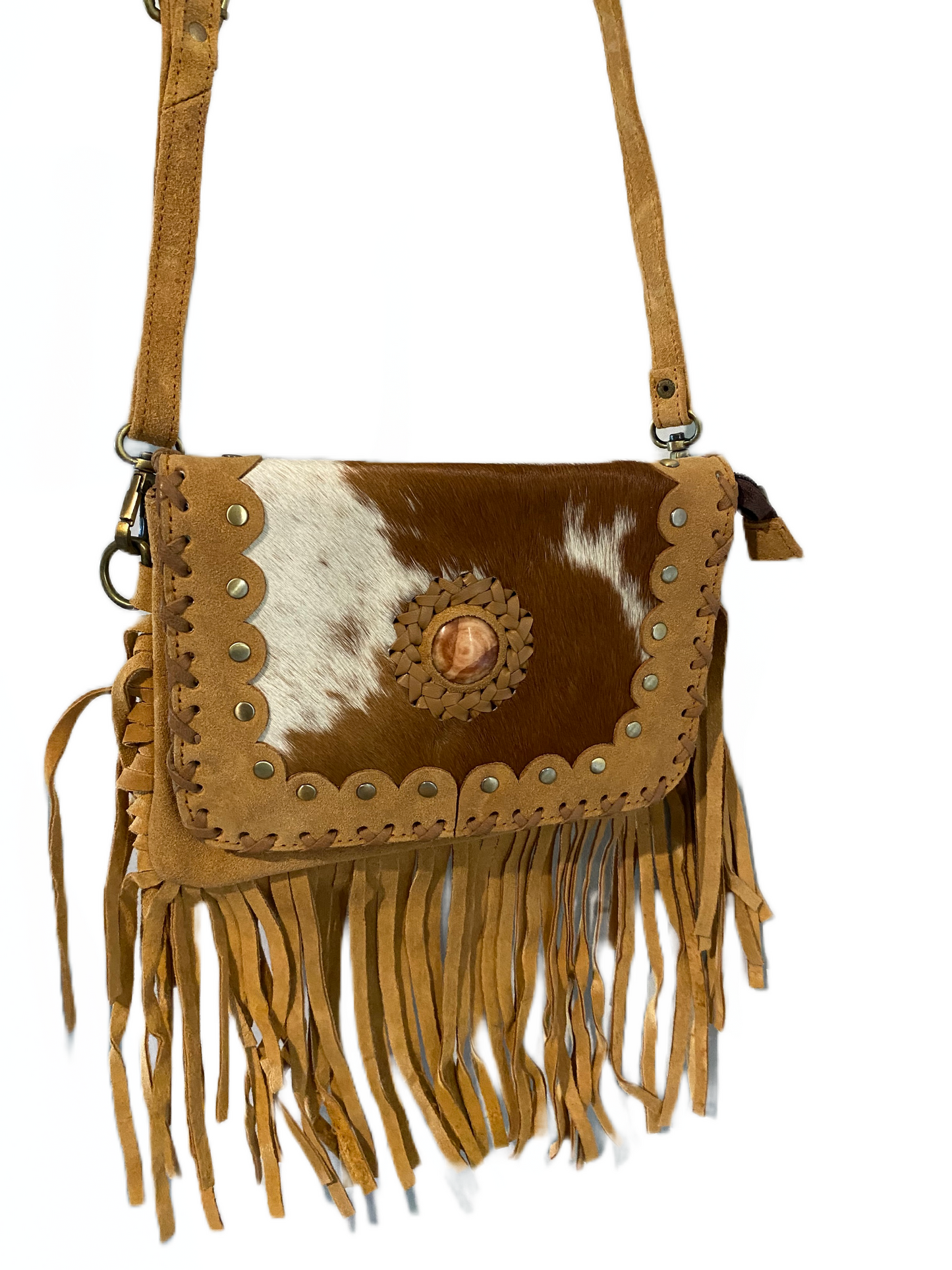 Cowhide Tassel Leather Shoulder Bag