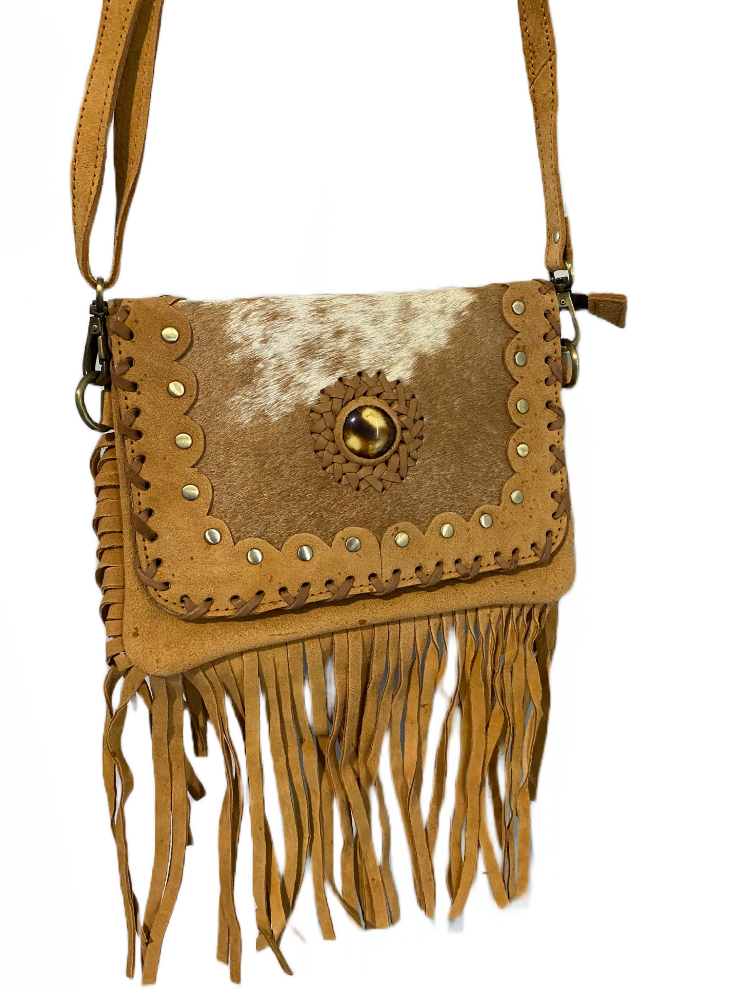 Cowhide Tassel Leather Shoulder Bag