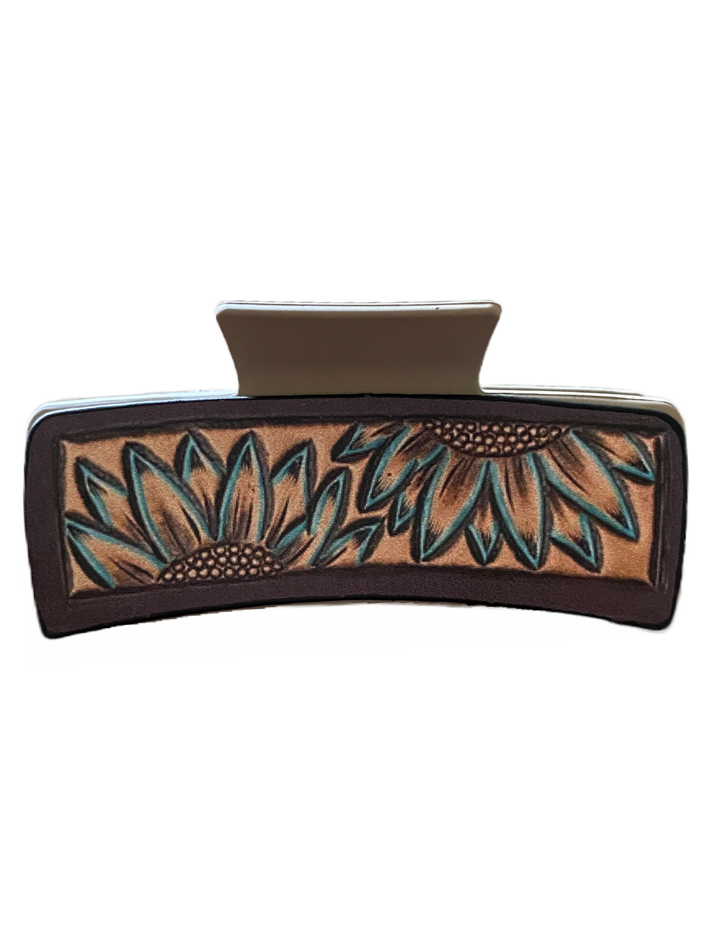 Sunflower Claw Clip ~ Turquoise