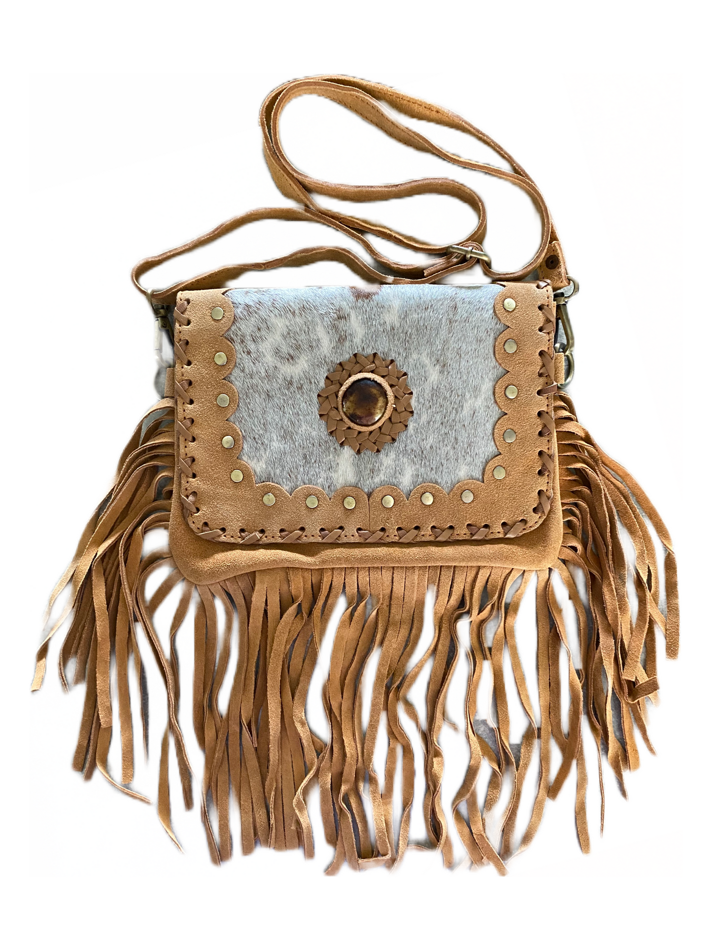 Cowhide Tassel Leather Shoulder Bag