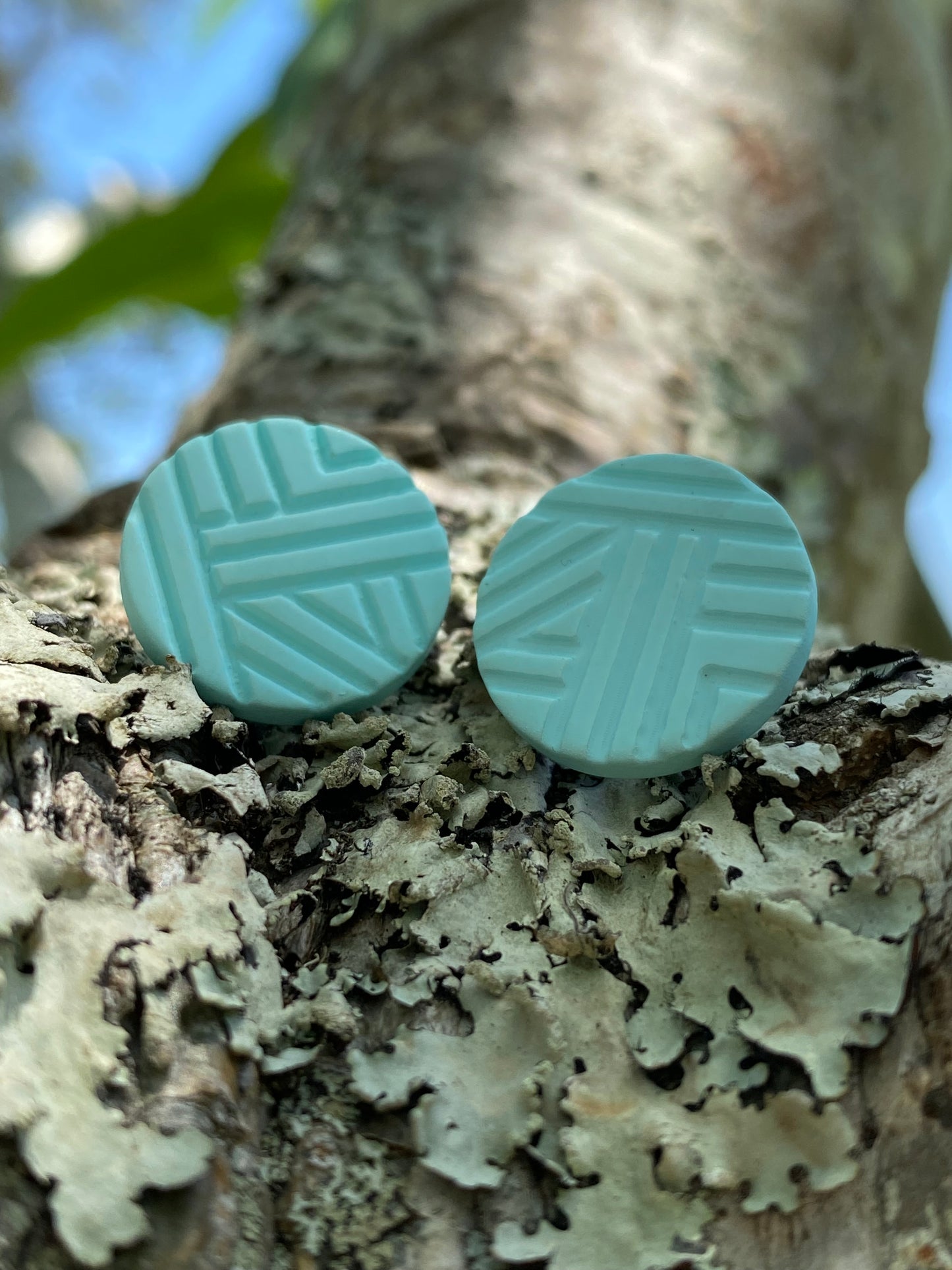 Textured Button Studs~ Pastel Blue