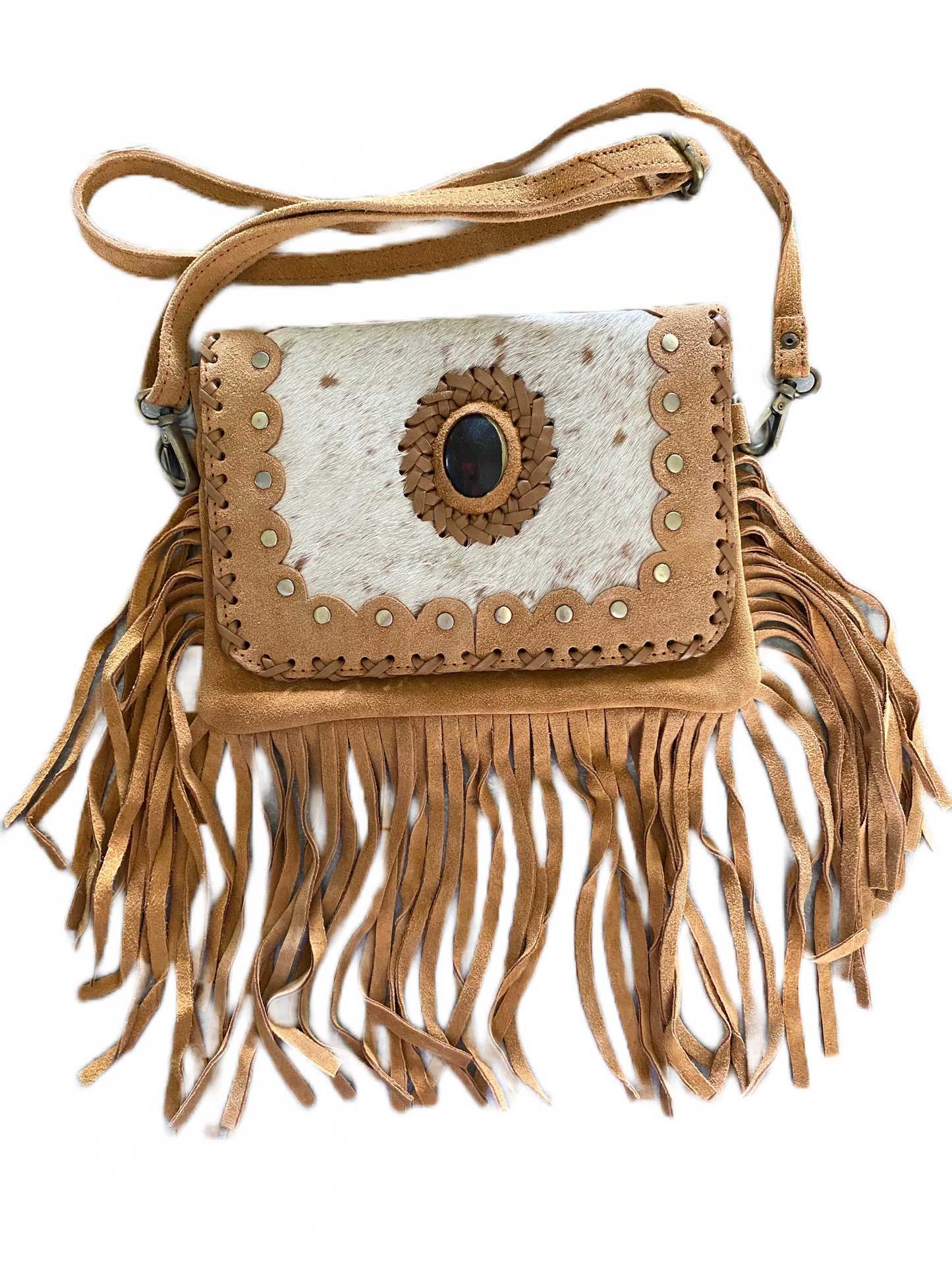 Cowhide Tassel Leather Shoulder Bag