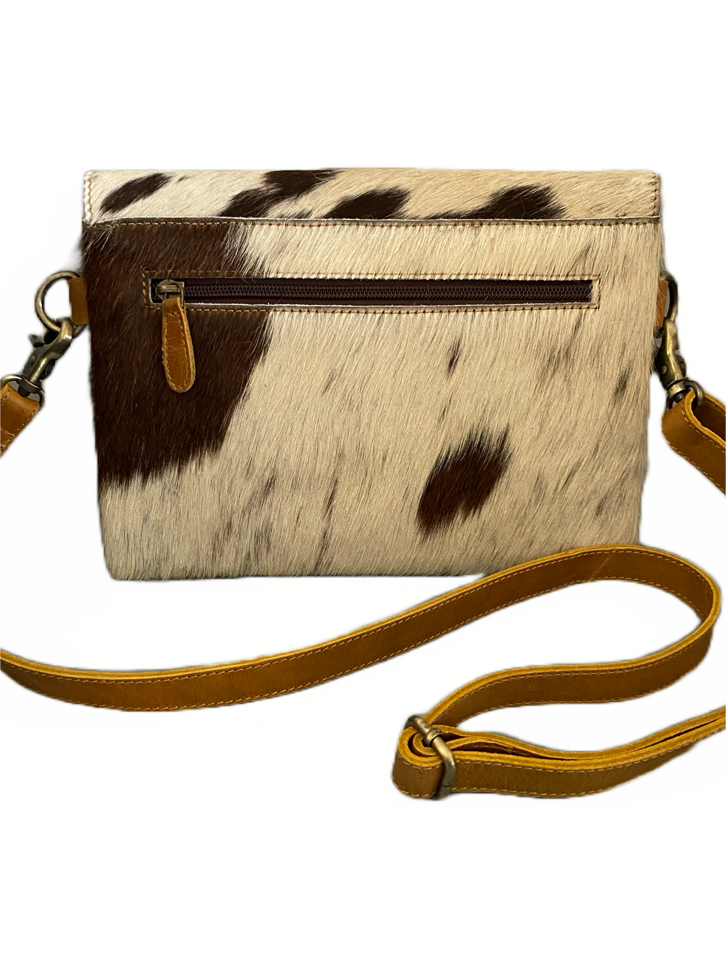 Tooled Leather & Cowhide Shoulder Bag