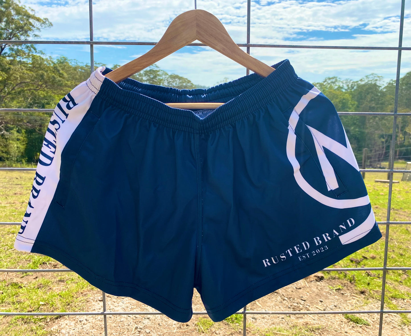 Navy & White Footy Shorts