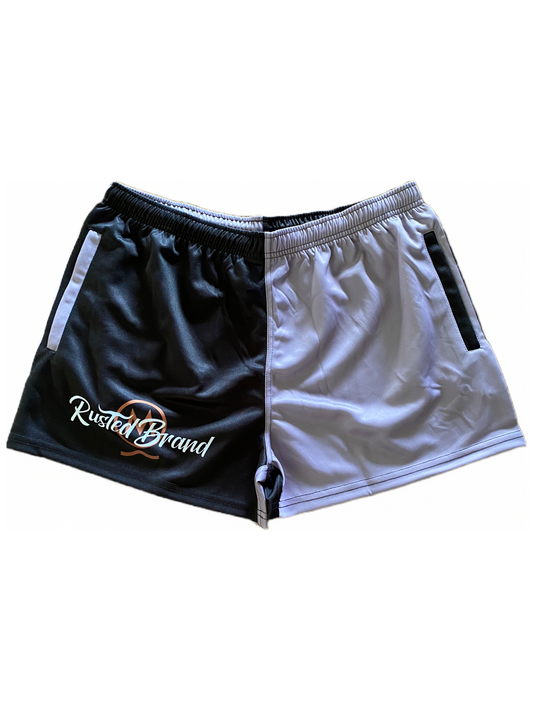 RB Original Footy Shorts~ Black & Silver