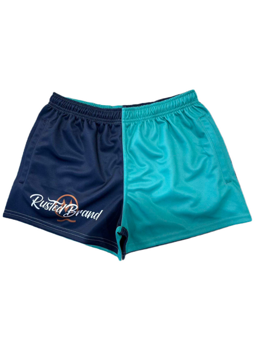 RB Original Footy Shorts ~ Navy & Teal